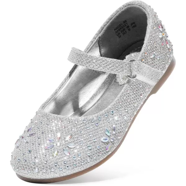 imageDREAM PAIRS Toddler Girls Dress Shoes Mary Jane Rhinestone Buckle Strap Ballerina FlatSilver