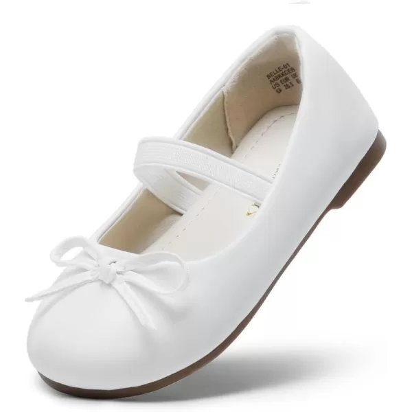 imageDREAM PAIRS Toddler Girls Dress Shoes Party Wedding Flower Girl Ballet FlatsWhitePu