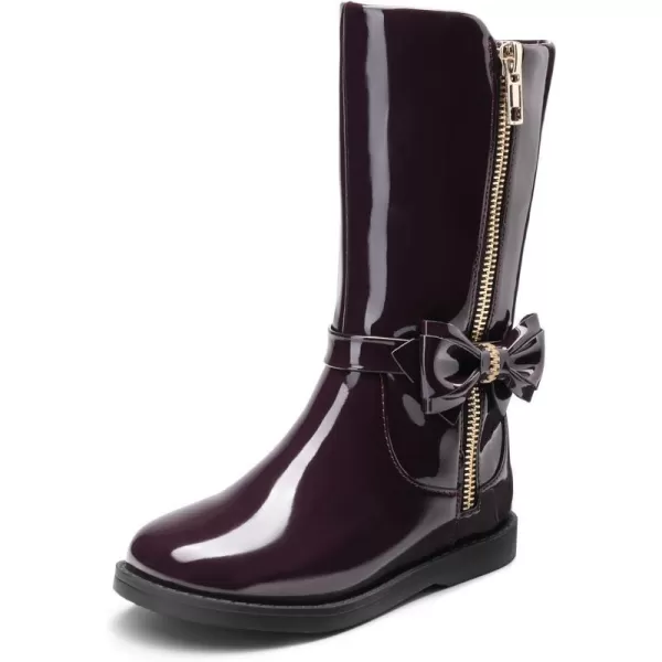imageDREAM PAIRS Toddler Girls Mid Calf Boots Side Zipper Riding ShoesRed WinePat