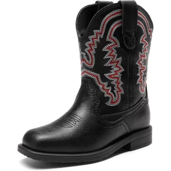 imageDREAM PAIRS Toddler Little Boys Girls Cowboy Boots Kids Western Square Toe Riding Mid Calf BootsBlack