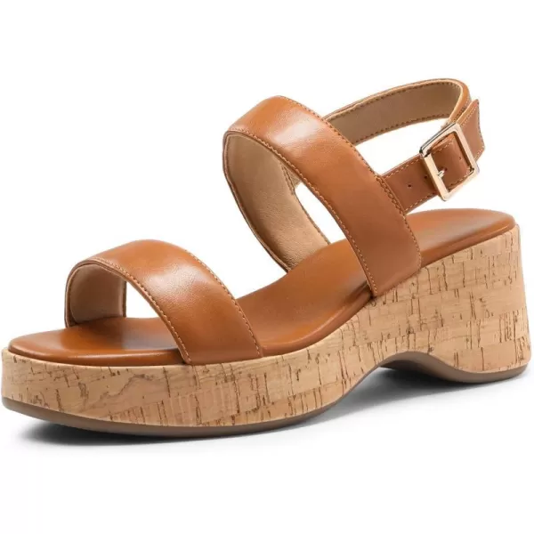 imageDREAM PAIRS Women Comfy Wedge Sandals Open Toe Dressy Casual Buckle Ankle Strap Raffia Platform Sandals for Summer TravelBrownpu
