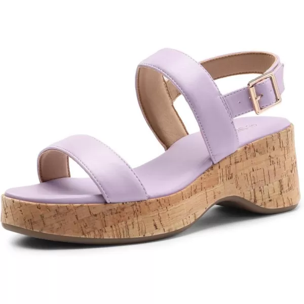 imageDREAM PAIRS Women Comfy Wedge Sandals Open Toe Dressy Casual Buckle Ankle Strap Raffia Platform Sandals for Summer TravelPurplepu