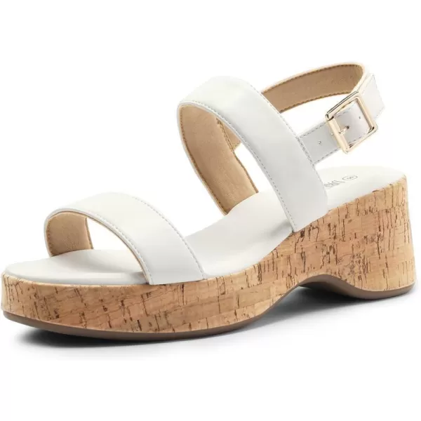 imageDREAM PAIRS Women Comfy Wedge Sandals Open Toe Dressy Casual Buckle Ankle Strap Raffia Platform Sandals for Summer TravelWhitepu