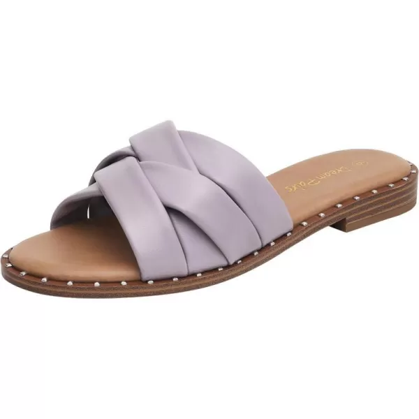 imageDREAM PAIRS Women s Cute Slip On Studded Flat Slides SandalsTaroPurple
