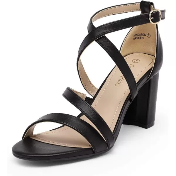 imageDREAM PAIRS Womens Ankle Strap Dress Pump Low Chunky Heel SandalsBlackPu