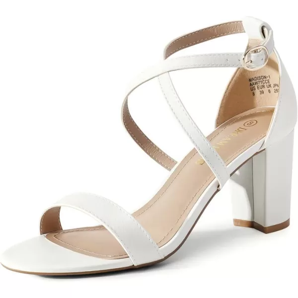 imageDREAM PAIRS Womens Ankle Strap Dress Pump Low Chunky Heel SandalsWhitePu1