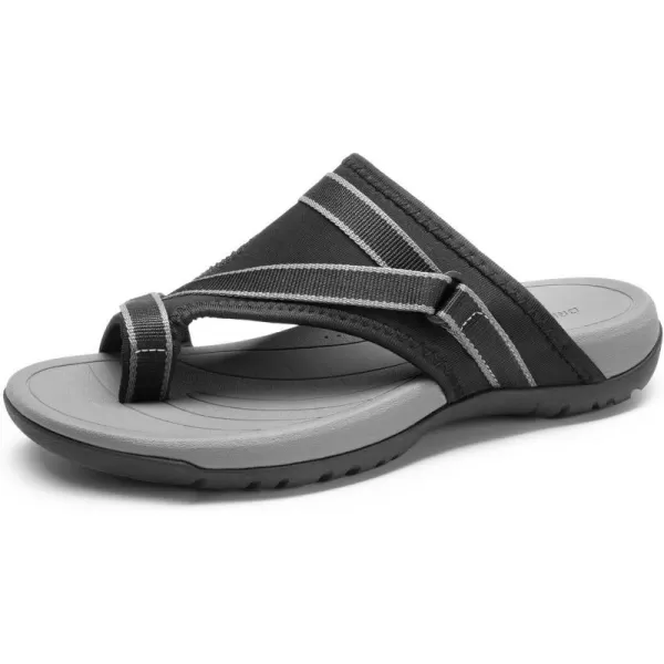 imageDREAM PAIRS Womens Athletic Sport Walking Slide Sandals Splittoe Comfort Hiking Casual Outdoor Beach Water Slip On Summer ShoesBlack