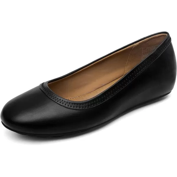 imageDREAM PAIRS Womens Ballet Flats Comfortable Dressy Work Low Wedge Arch Support Flats ShoesBlackPu