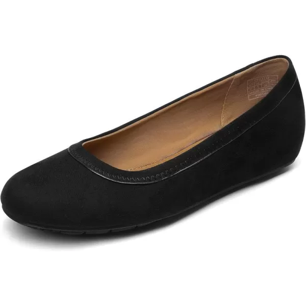 imageDREAM PAIRS Womens Ballet Flats Comfortable Dressy Work Low Wedge Arch Support Flats ShoesBlackSuede