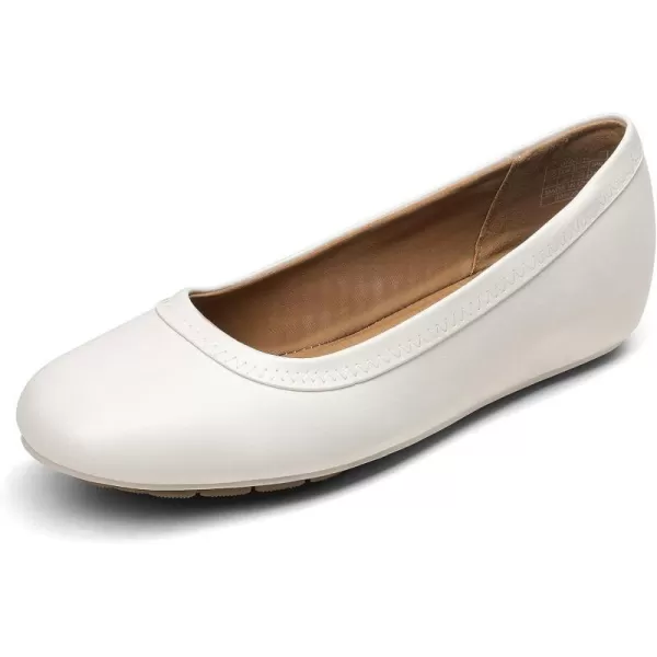 imageDREAM PAIRS Womens Ballet Flats Comfortable Dressy Work Low Wedge Arch Support Flats ShoesWhitePu