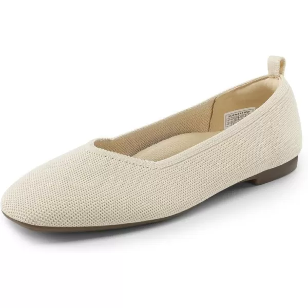 imageDREAM PAIRS Womens Ballet Flats with Arch Support Square Toe Knit Flat Shoes for Women Dressy Casual Work Comfortable Slipon Washable Walking Shoes with Flexible OutsoleApricot