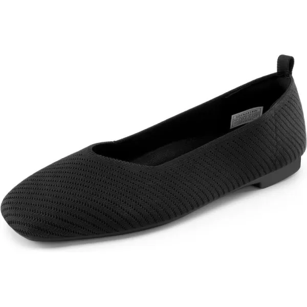 imageDREAM PAIRS Womens Ballet Flats with Arch Support Square Toe Knit Flat Shoes for Women Dressy Casual Work Comfortable Slipon Washable Walking Shoes with Flexible OutsoleBlack1