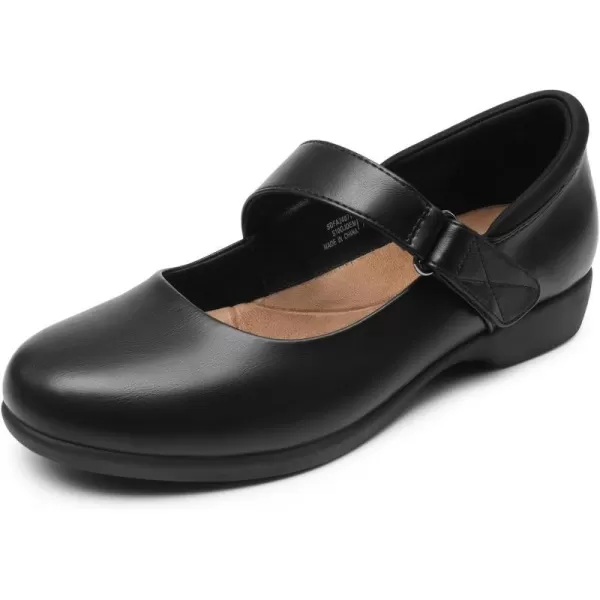 imageDREAM PAIRS Womens Ballet Mary Jane Flats Comfortable Business Office Dress Shoes for Women Dressy and Work with Ankle StrapBlack