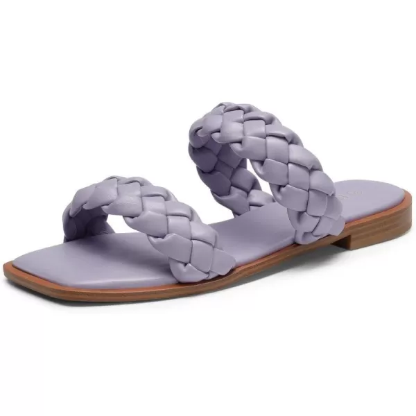 imageDREAM PAIRS Womens Braided Sandals Slip on Slides Two Straps Square Toe Dressy for SummerPurple