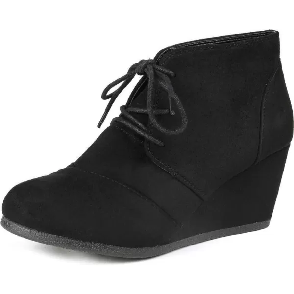 imageDREAM PAIRS Womens Casual Fashion Lace Up Low Wedge Heel Booties ShoeTomsonblack