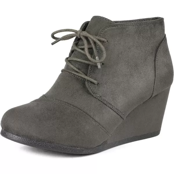 imageDREAM PAIRS Womens Casual Fashion Lace Up Low Wedge Heel Booties ShoeTomsongrey