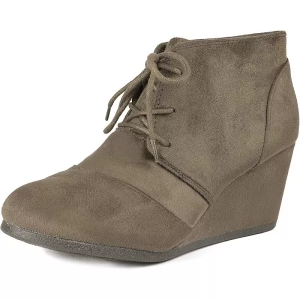 imageDREAM PAIRS Womens Casual Fashion Lace Up Low Wedge Heel Booties ShoeTomsonkhaki