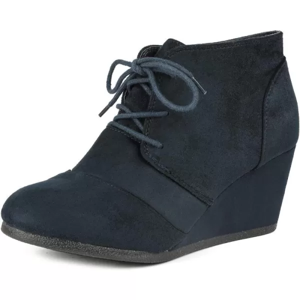 imageDREAM PAIRS Womens Casual Fashion Lace Up Low Wedge Heel Booties ShoeTomsonnavy