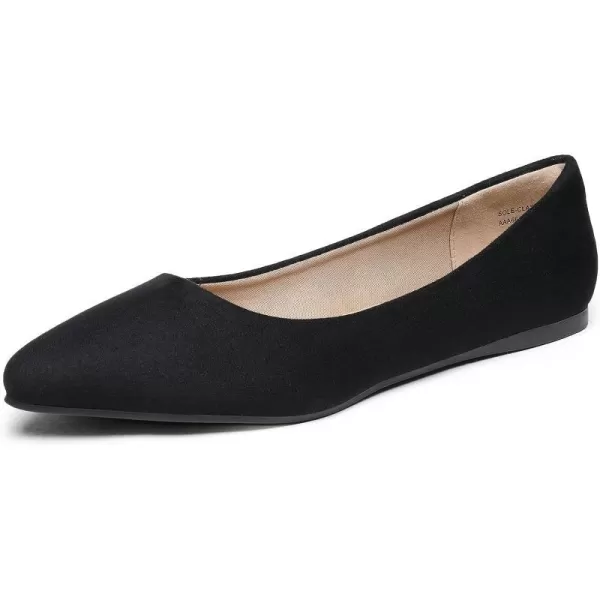 imageDREAM PAIRS Womens Casual Pointed Toe Ballet Comfort Soft Slip On Flats ShoesBlackSuede