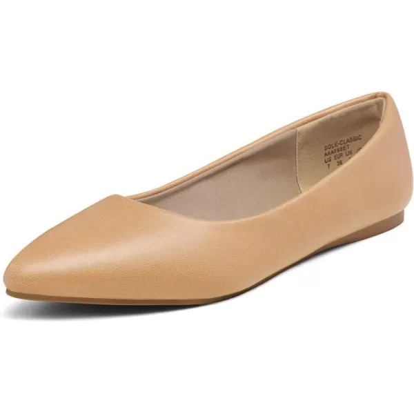 imageDREAM PAIRS Womens Casual Pointed Toe Ballet Comfort Soft Slip On Flats ShoesNude Pu