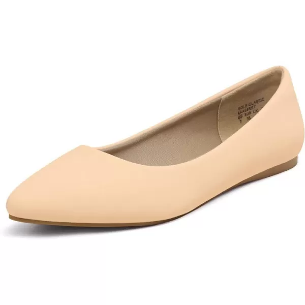 imageDREAM PAIRS Womens Casual Pointed Toe Ballet Comfort Soft Slip On Flats ShoesNudeNubuck