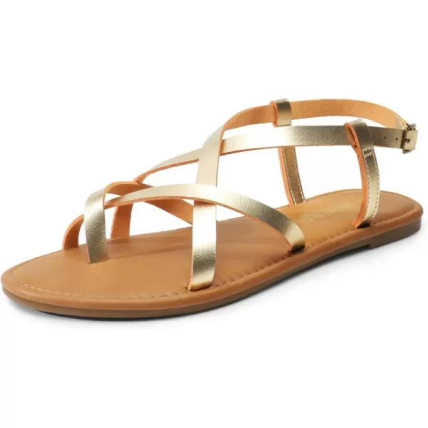 imageDREAM PAIRS Womens Casual Strappy Sandal Comfortable Strap Summer Thong SandalsGold