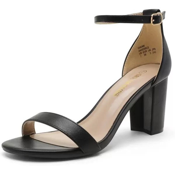 imageDREAM PAIRS Womens Chunk Low Heel Pump SandalsBlack Pu