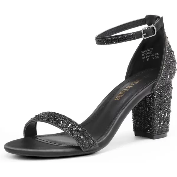 imageDREAM PAIRS Womens Chunk Low Heel Pump SandalsBlackRhinestone