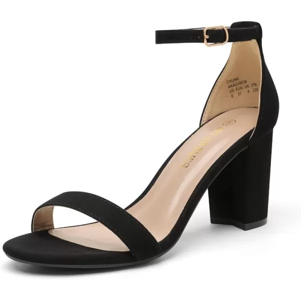 imageDREAM PAIRS Womens Chunk Low Heel Pump SandalsBlackSuede