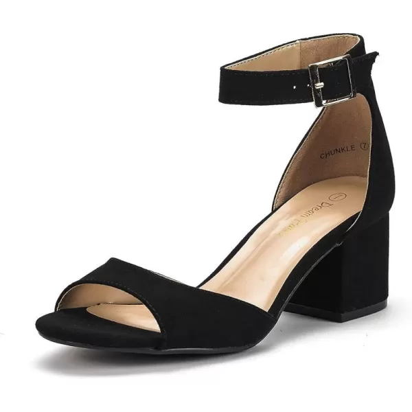 imageDREAM PAIRS Womens Chunkle Low Heel Pump SandalsBlack Suede