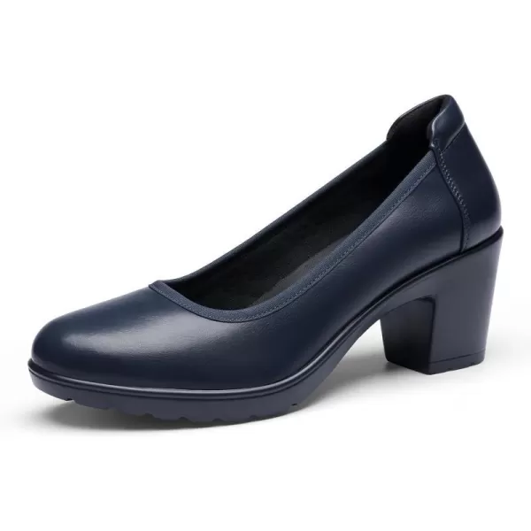 imageDREAM PAIRS Womens Chunky Closed Toe Low Block Heels Work Pumps Comfortable Round Toe Dress Wedding ShoesNavy Blue