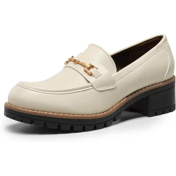 imageDREAM PAIRS Womens Chunky Loafers Platform Comfortable SlipOn Dressy Business Casual ShoesBeigepu