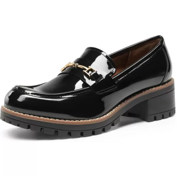 imageDREAM PAIRS Womens Chunky Loafers Platform Comfortable SlipOn Dressy Business Casual ShoesBlackpat