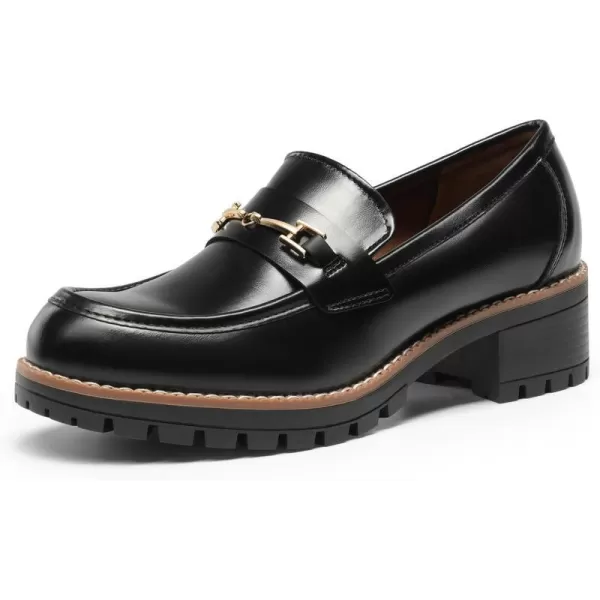 imageDREAM PAIRS Womens Chunky Loafers Platform Comfortable SlipOn Dressy Business Casual ShoesBlackpu