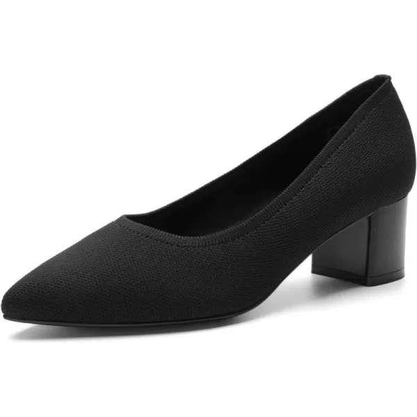 imageDREAM PAIRS Womens Chunky Low Block Heels Closed Toe Work Pumps Comfortable Knitted Pointed Toe Dress Wedding ShoesBlackKnitting