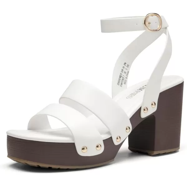 imageDREAM PAIRS Womens Chunky Platform Ankle Multi Strappy Heels Round Open Toe Summer SandalsWhitepu