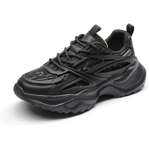 imageDREAM PAIRS Womens Chunky Platform Dad Sneakers Non Slip Laceup Walking Shoes  Breathable Upper  Removable Insole  Casual Gym Workout Work ShoeBlack