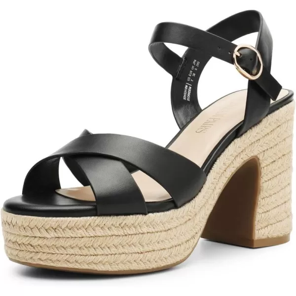 imageDREAM PAIRS Womens Chunky Platform Heels Round Open Toe Ankle Strap High Heeled Sandals for Party BrunchBlackpu