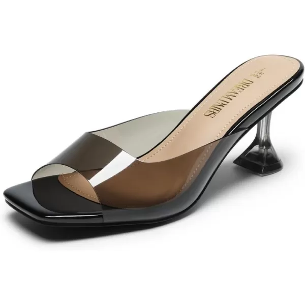 imageDREAM PAIRS Womens Clear Heels Square Toe High Stiletto Mules Slip on Wedding Dress Heel SandalsAll Blackclear