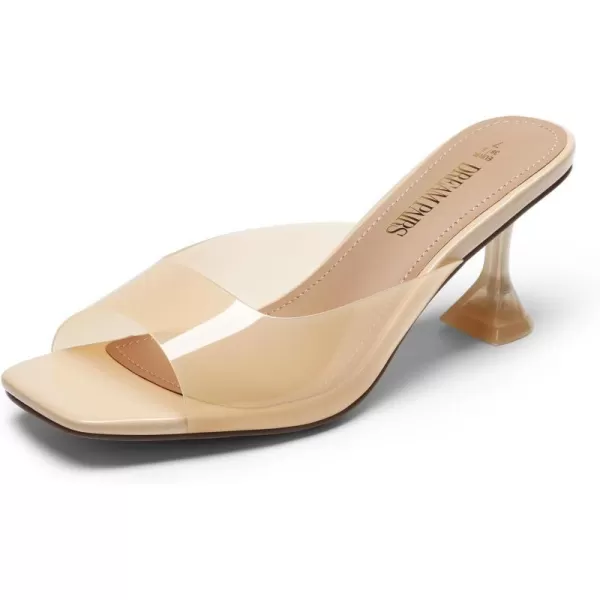 imageDREAM PAIRS Womens Clear Heels Square Toe High Stiletto Mules Slip on Wedding Dress Heel SandalsAll Nudeclear