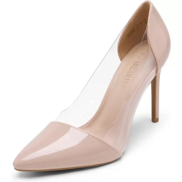 imageDREAM PAIRS Womens Clear High Heels Closed Toe Stiletto Sexy Transparent Pointed Toe Heel Fashion Wedding Party Slip On Pumps ShoesNudeClear