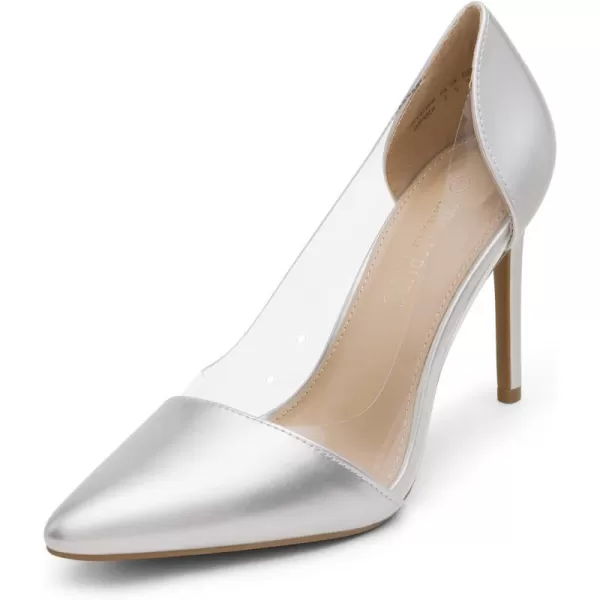imageDREAM PAIRS Womens Clear High Heels Closed Toe Stiletto Sexy Transparent Pointed Toe Heel Fashion Wedding Party Slip On Pumps ShoesSilverClear