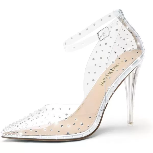 imageDREAM PAIRS Womens Clear High Heels Strappy Rhinestone Closed Toe Stiletto Sexy Sparkly Pointed Toe Ankle Strap DOrsay Transparent Heels Dress Wedding Party Pumps ShoesSilverDiamondClear