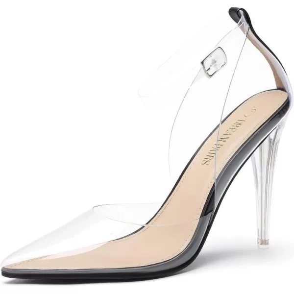 imageDREAM PAIRS Womens Clear High Heels Strappy Rhinestone Closed Toe Stiletto Sexy Sparkly Pointed Toe Ankle Strap DOrsay Transparent Heels Dress Wedding Party Pumps ShoesBlackClear