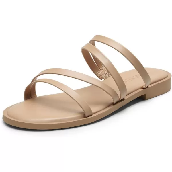 imageDREAM PAIRS Womens Clear Studded Rhinestone Slide Sandals Slip on Open Toe Cute Flat Sandals for SummerNudepu