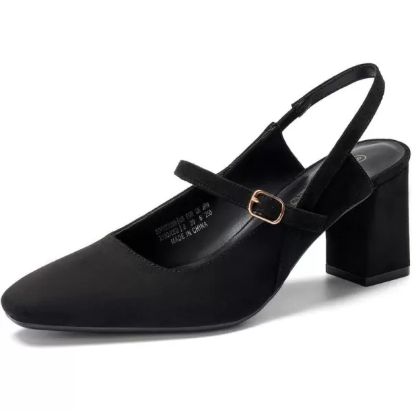 imageDREAM PAIRS Womens Closed Toe Chunky High Heels Mary Jane Block Square Toe Slingback Strappy Dress Work Pumps ShoesBlacksuede