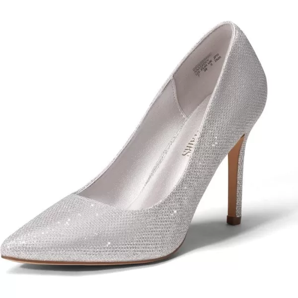 imageDREAM PAIRS Womens Closed Toe High Heels Dress Pointed Toe Wedding Pump ShoesSilver Glitter