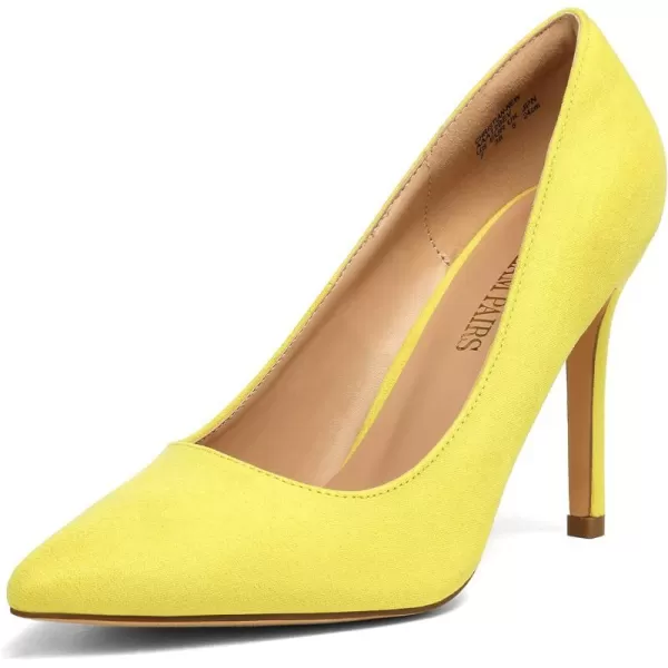 imageDREAM PAIRS Womens Closed Toe High Heels Dress Pointed Toe Wedding Pump ShoesYellow Suede