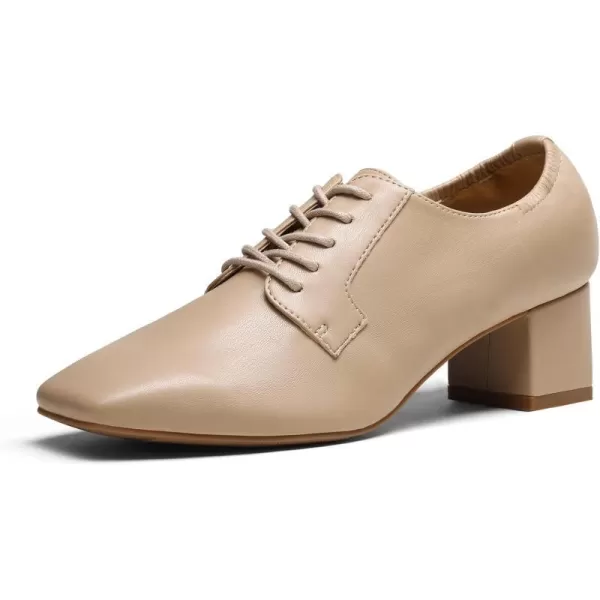 imageDREAM PAIRS Womens Closed Toe LaceUp Chunky Pumps Low Block Square Toe Heels Dress Classic Vintage Oxfords ShoesDark NudePu