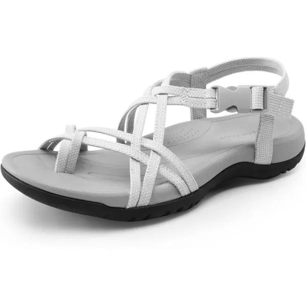 imageDREAM PAIRS Womens Comfort Walking Sport Athletic Sandals With Arch Support Elastic Strap Casual Hiking Outdoor Beach Summer ShoesLight Grey